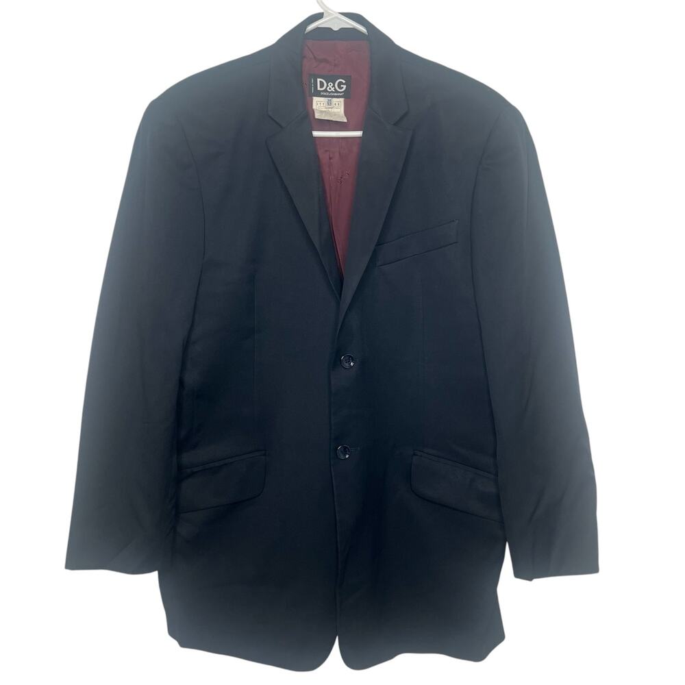 Dolce & Gabbana Men’s Navy Blue Suit Jacket 100% Virgin Wool Sz 38/52 Italy Made